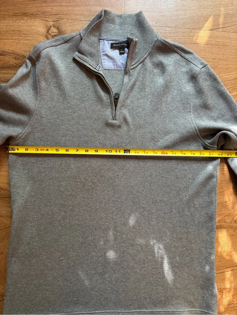 Banana Republic Men's Zip-Neck Cotton Sweater - Light Gray